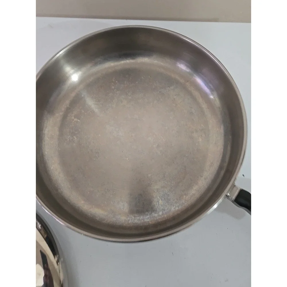 VTG Farberware 10 In Skillet Frying Pan w/ Lid Aluminum Clad Stainless USA Retro